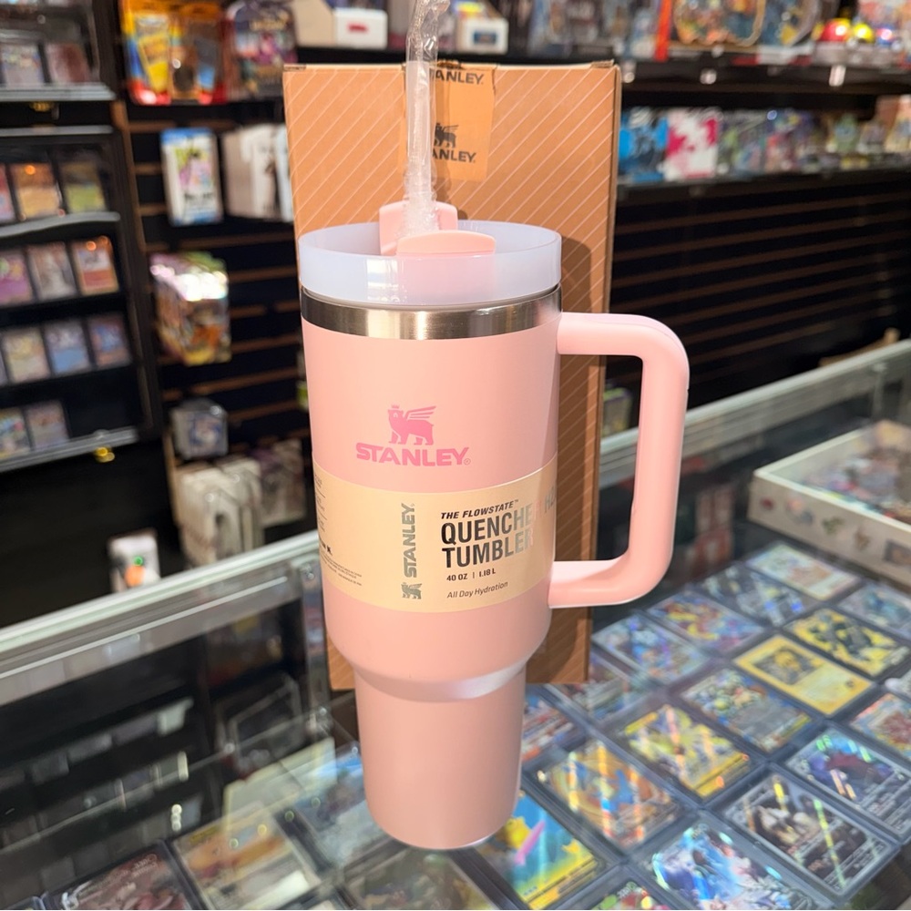 Stanley Pink Tumbler with Handle and Straw